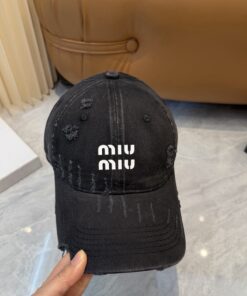 MiuMiuミュウミュウ サンバイザー ベースボールキャップ ワークキャップバケットハットダメージ加工キャップmiumiu622